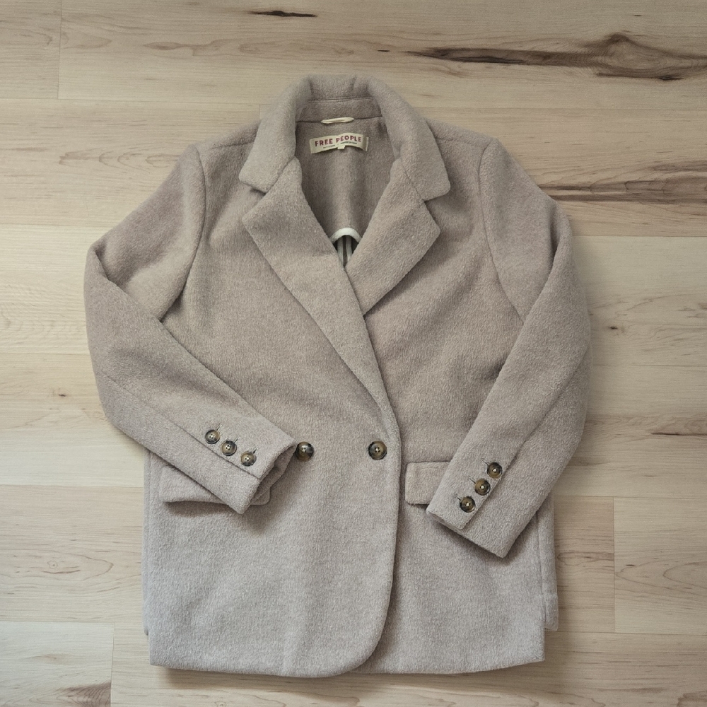 Free People Mari Blazer Coat, Beige, Size Small